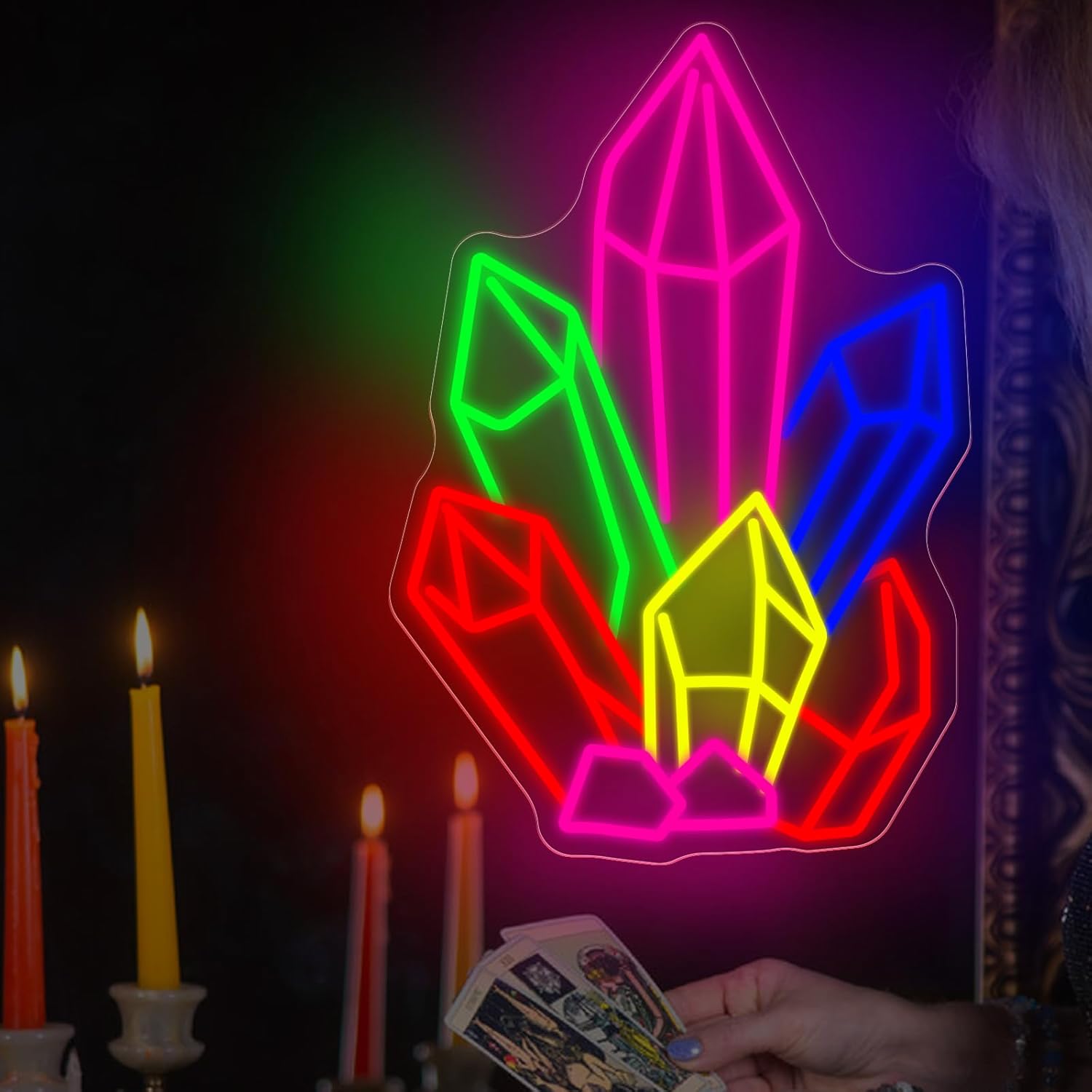 Pilates And Yoga Studio - Kristaller Taşlar Tarot Neon Burcu USB